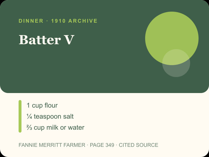 Batter V archival citation card