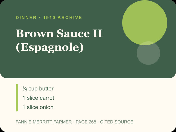 Brown Sauce II (Espagnole) archival citation card