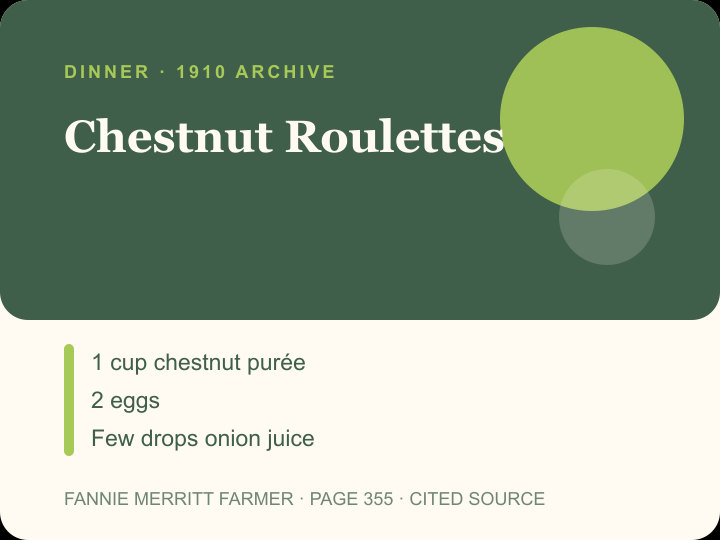 Chestnut Roulettes archival citation card