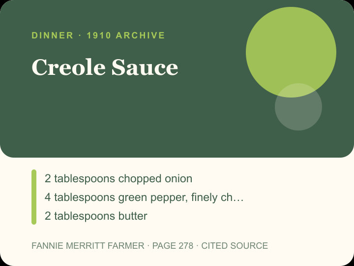Creole Sauce archival citation card