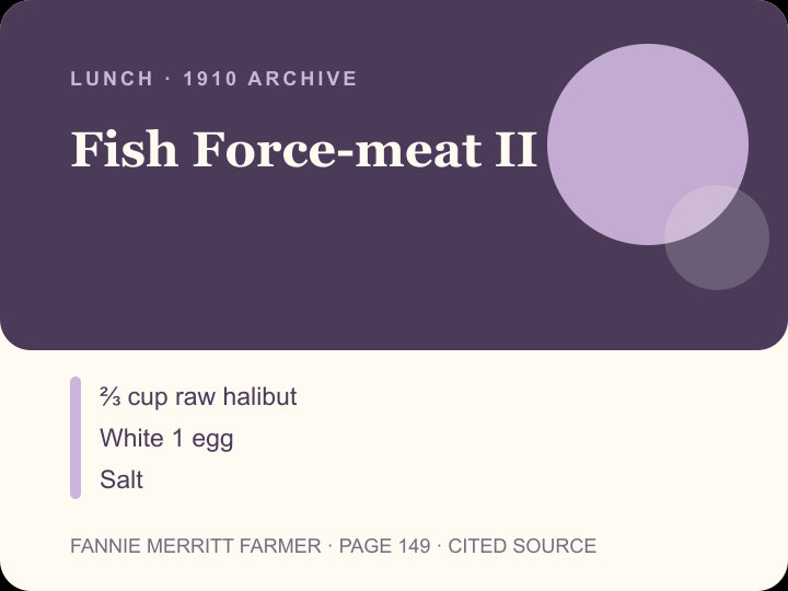 Fish Force-meat II archival citation card