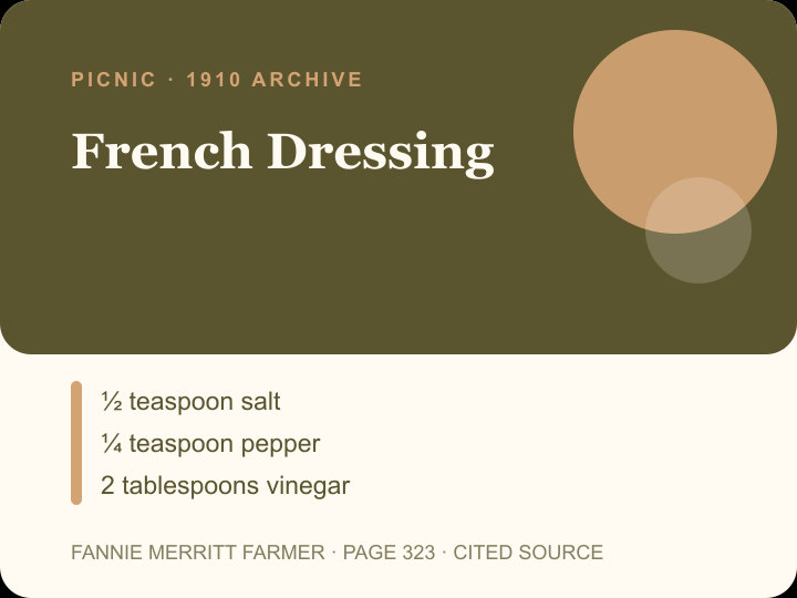 French Dressing archival citation card