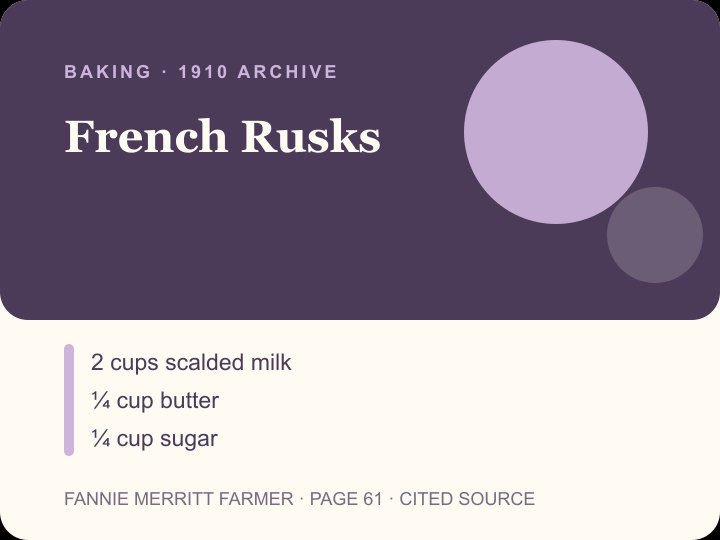 French Rusks archival citation card