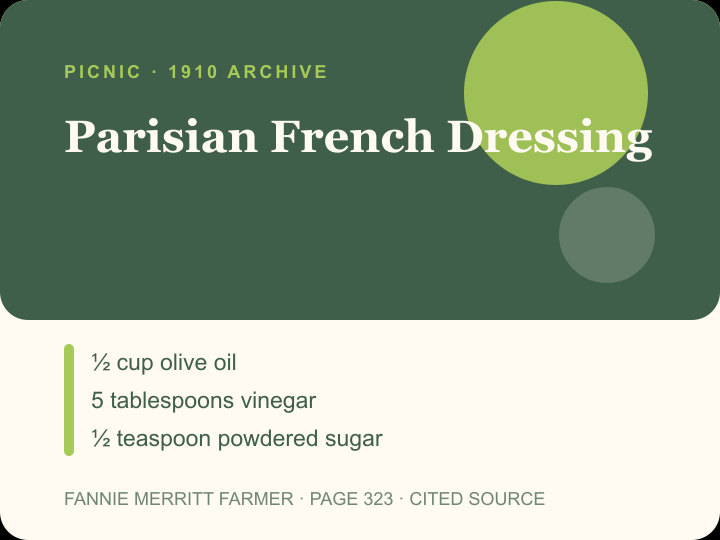 Parisian French Dressing archival citation card