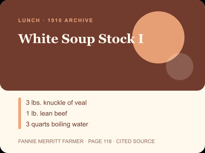 White Soup Stock I archival citation card
